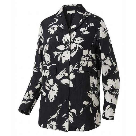 Neiman Marcus Exclusive Jackets & Blazers - Vintage‎ Neiman Marcus Exclusive 100 Silk Floral Blazer Black White Womens 10